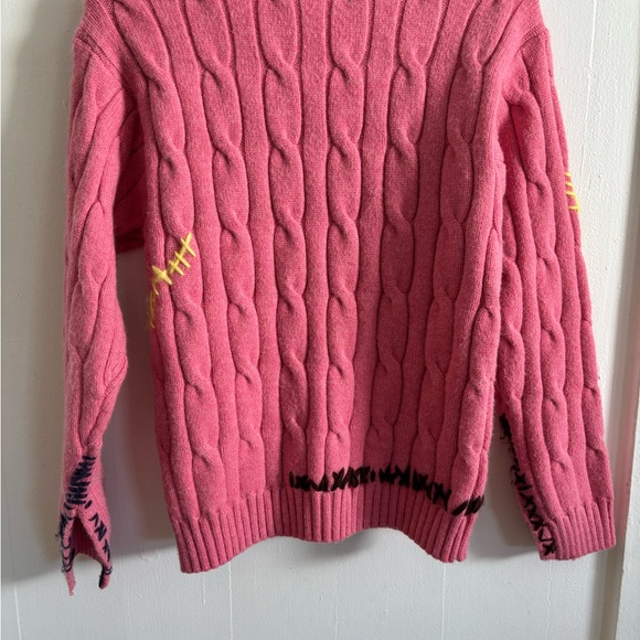 MNML Pink Cable Knit Cardigan with Embroidered Detail - Picture 5 of 5